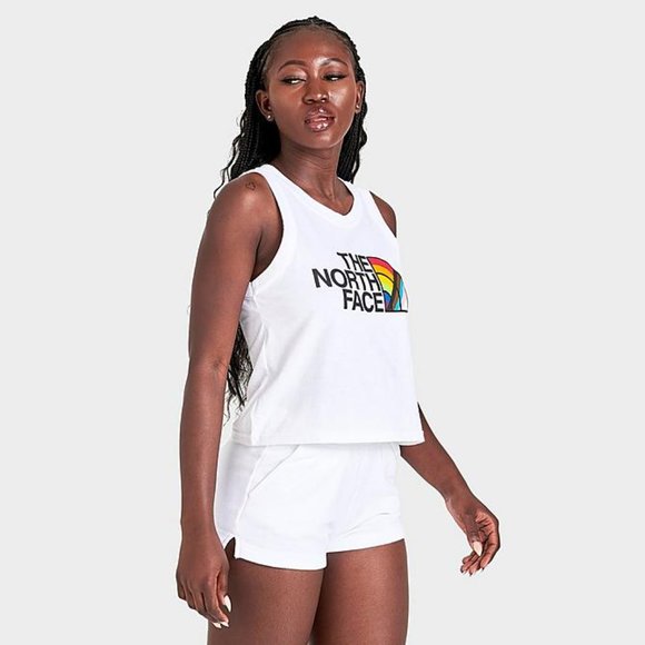 NWT THE NORTH FACE Women M Dome LOGO Cropped Tank Top in White Sleeveless Top - Picture 8 of 11